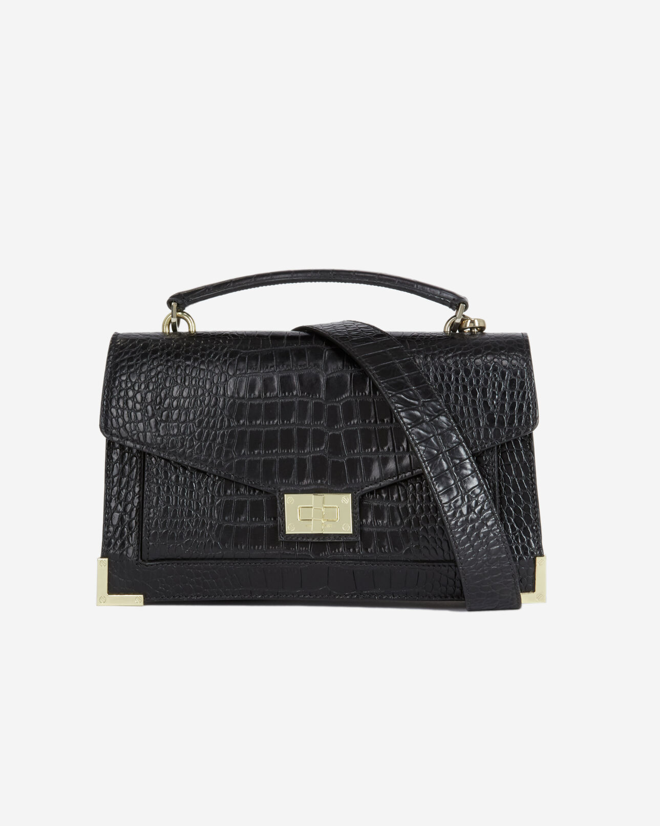 The Kooples WOMEN BLACK emily medium bag in black leather