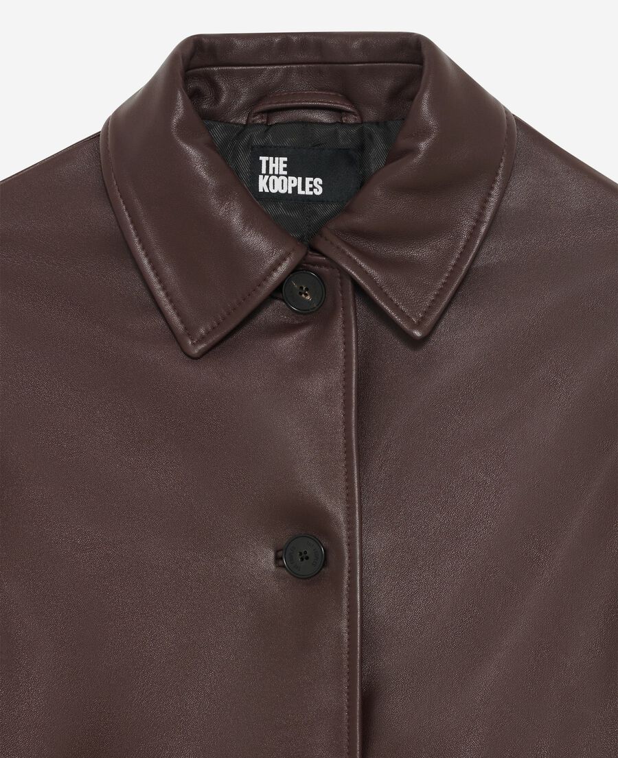 The Kooples FEMME WINE RED manteau long en cuir bordeaux