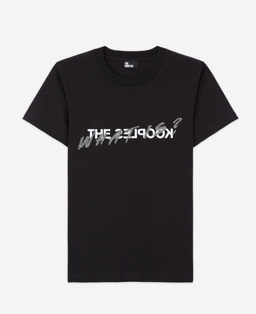 T-shirt Femme à strass What is noir | The Kooples - France