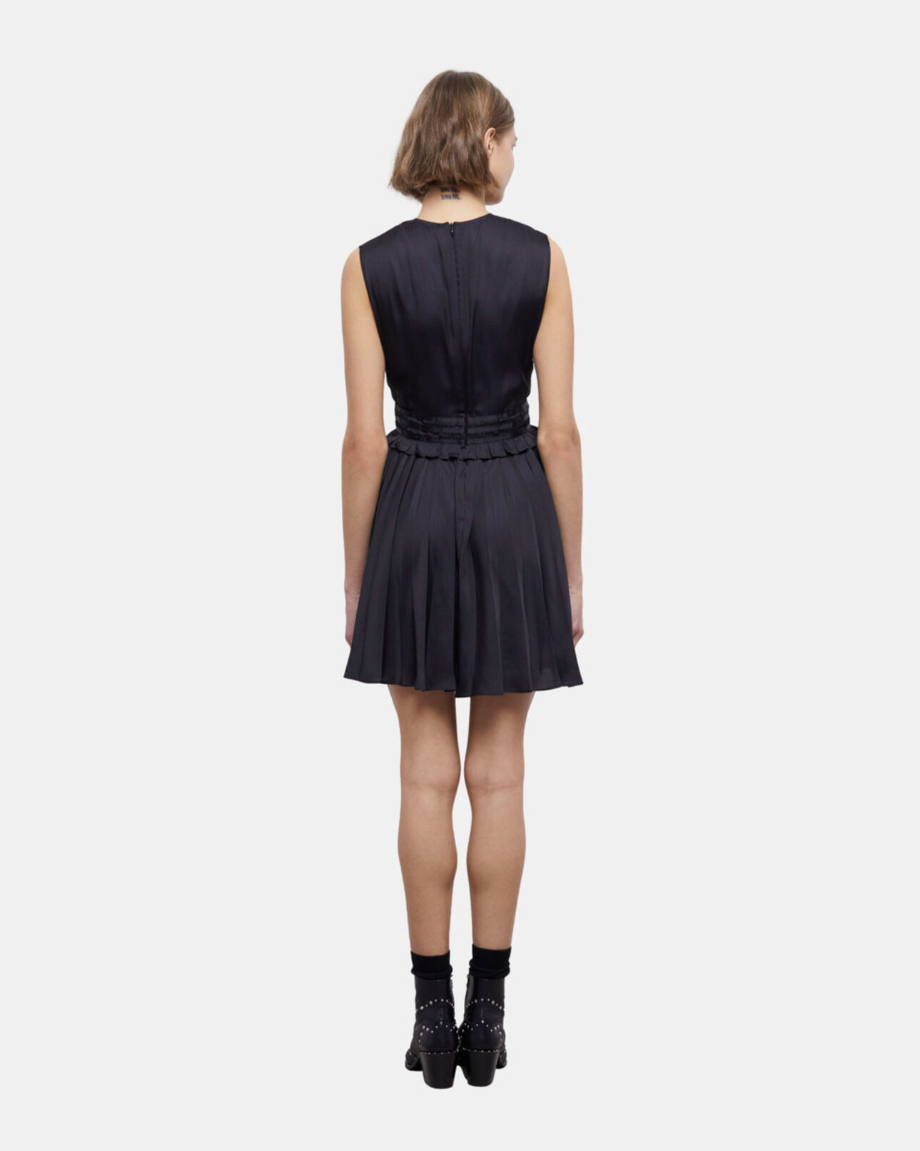 The Kooples WOMEN BLACK pleated short black dress