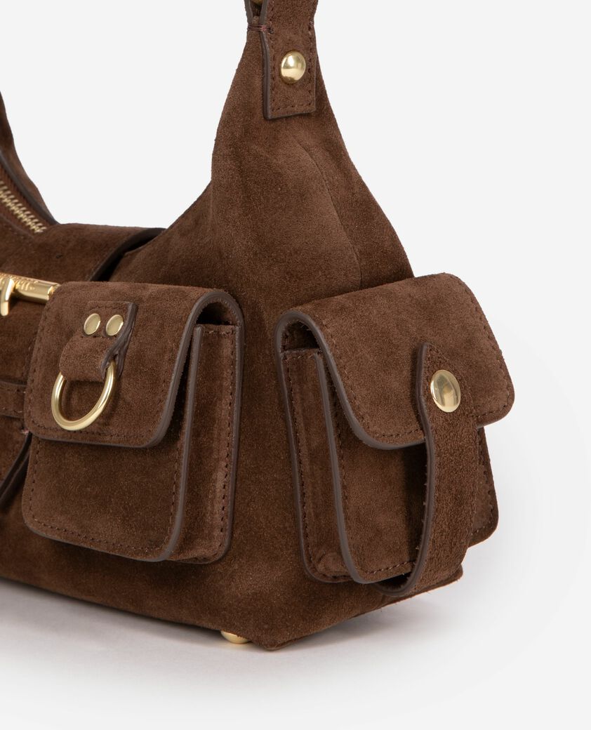 The Kooples FEMME CHOCOLATE sac amelia small en cuir suède marron