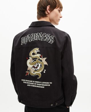 The Kooples MEN BLACK USED LIGHT black embroidered jacket