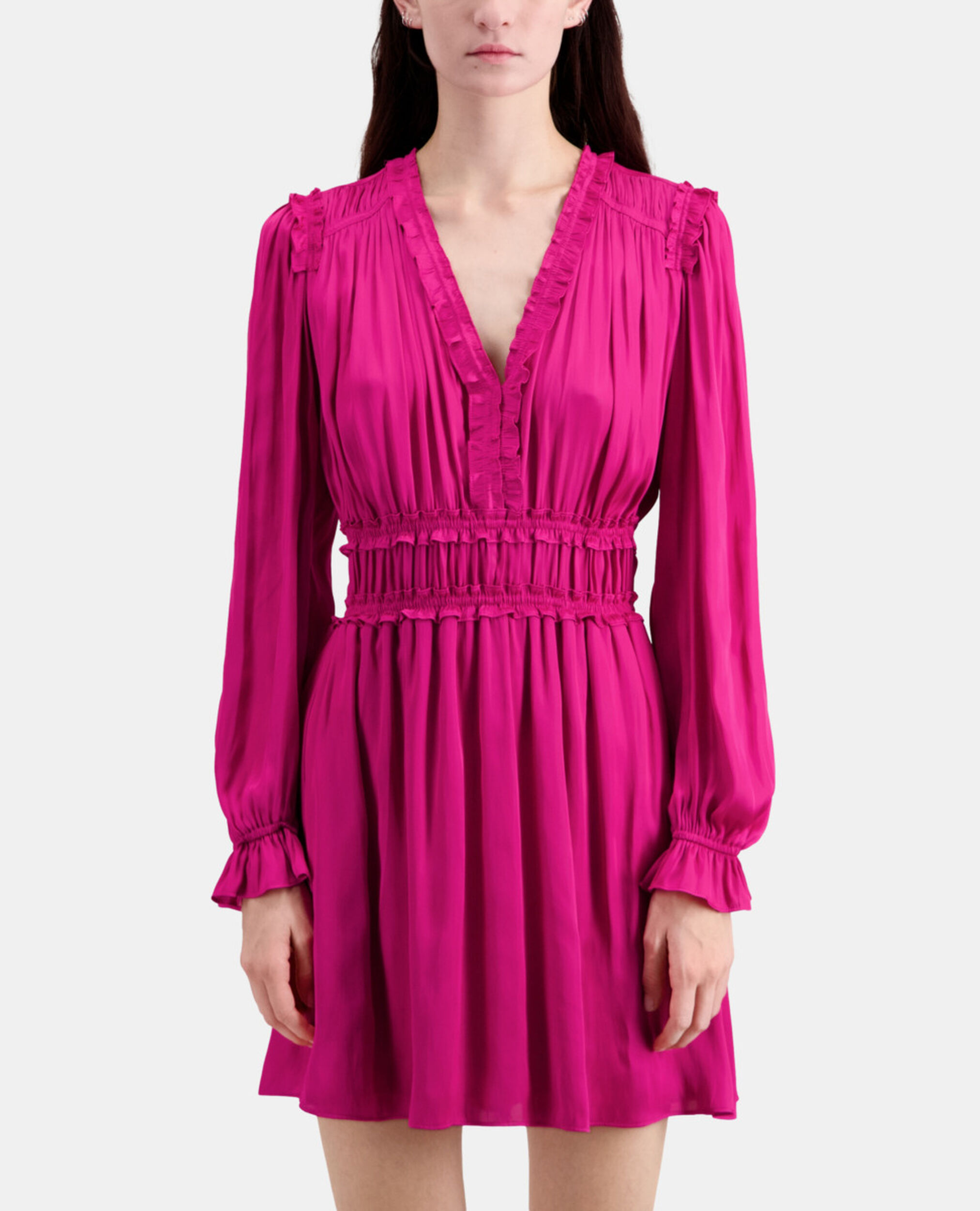 Robe courte rose avec fronces, PINK, hi-res image number null