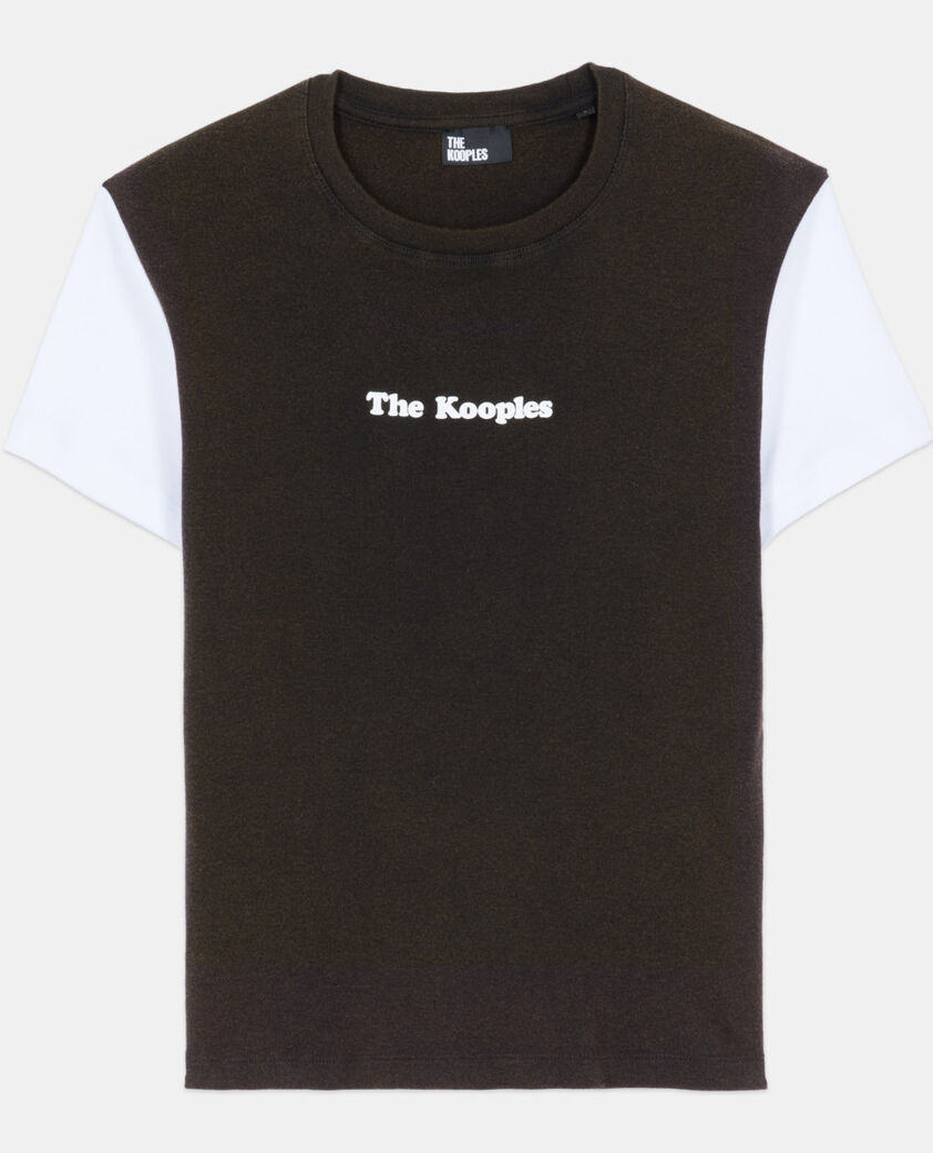 The Kooples DAMEN BROWN / BLACK dunkelbraunes t-shirt mit logo