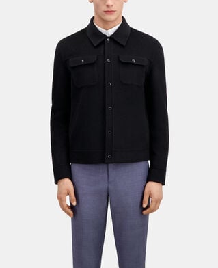 The Kooples HOMBRE BLACK chaqueta sobrecamisa mezcla lana cuadros