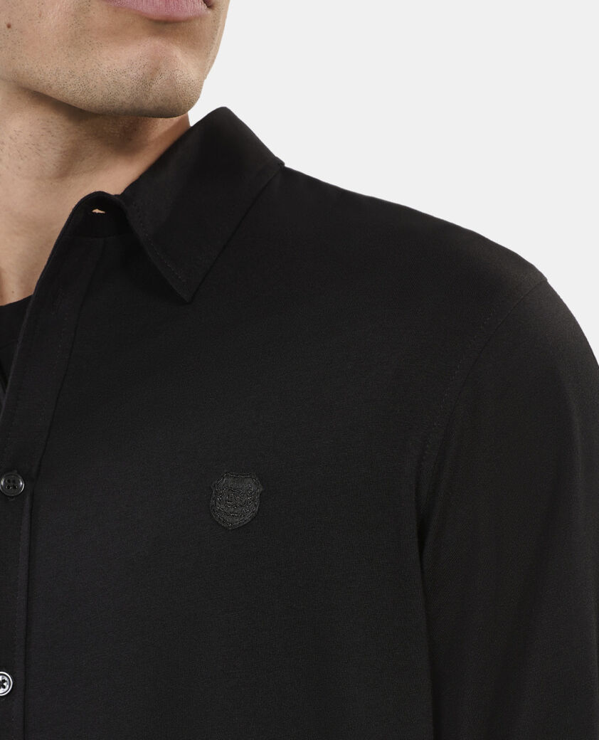 The Kooples HOMME BLACK WASHED t-shirt manches longues style chemise noir