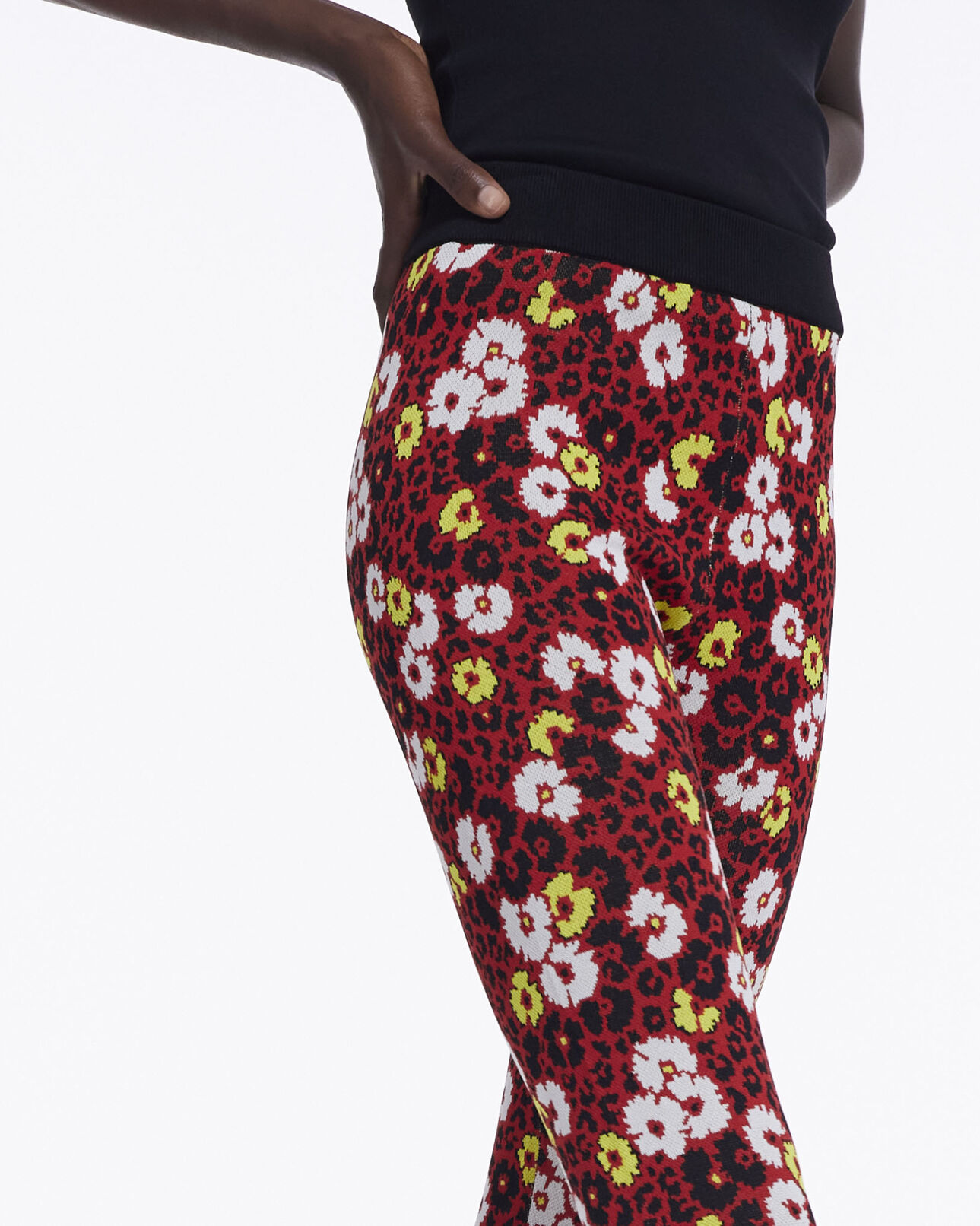 The Kooples FEMME DARK RED legging imprimé fleuri