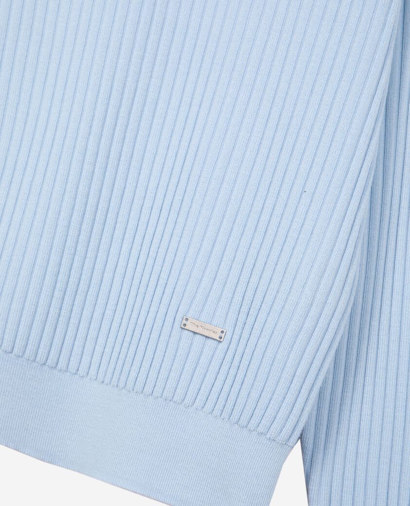 The Kooples HERREN LIGHT BLUE pullover mit polokragen aus blauer merinowolle