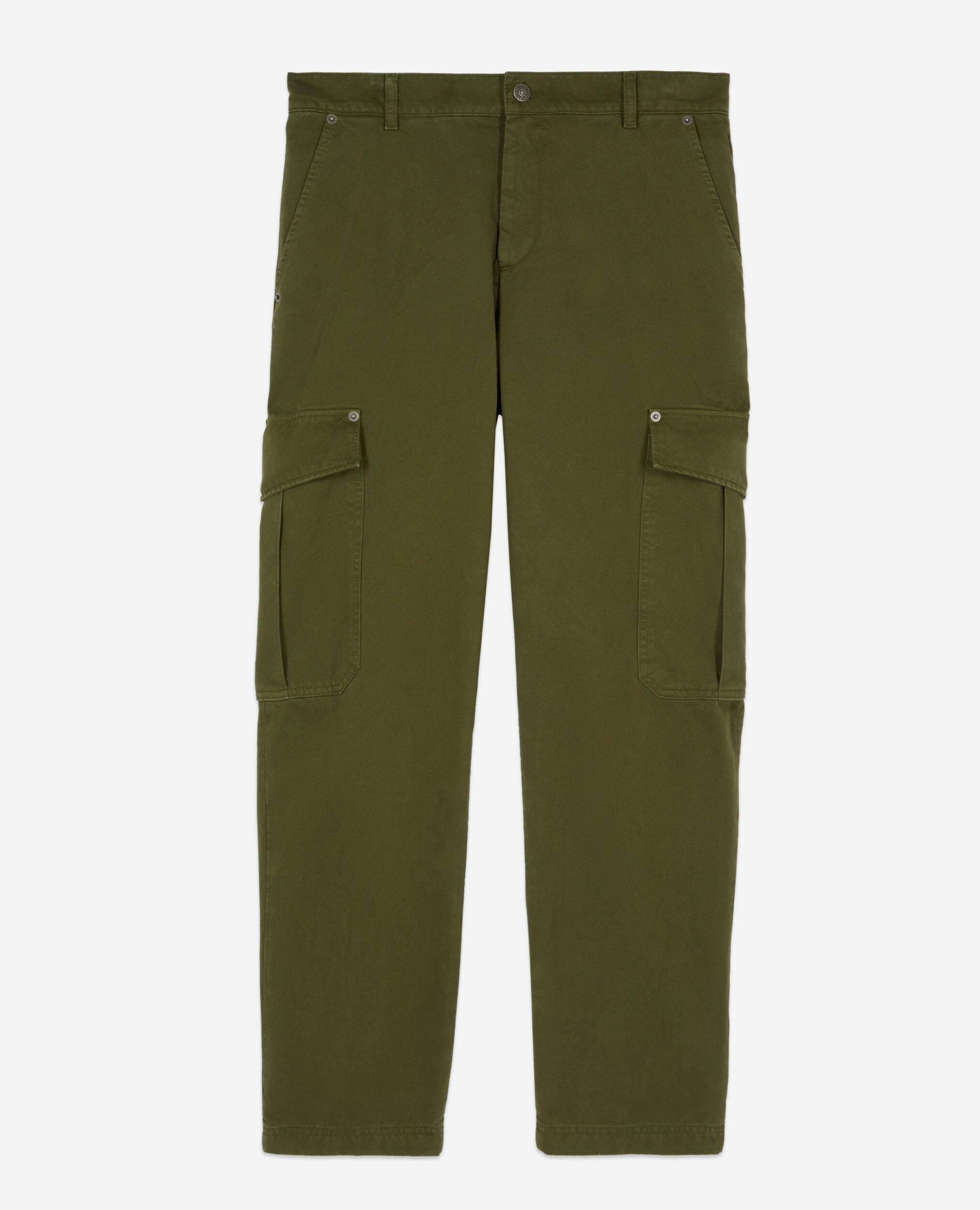 Khaki cotton cargo pants, KAKI, hi-res image number null