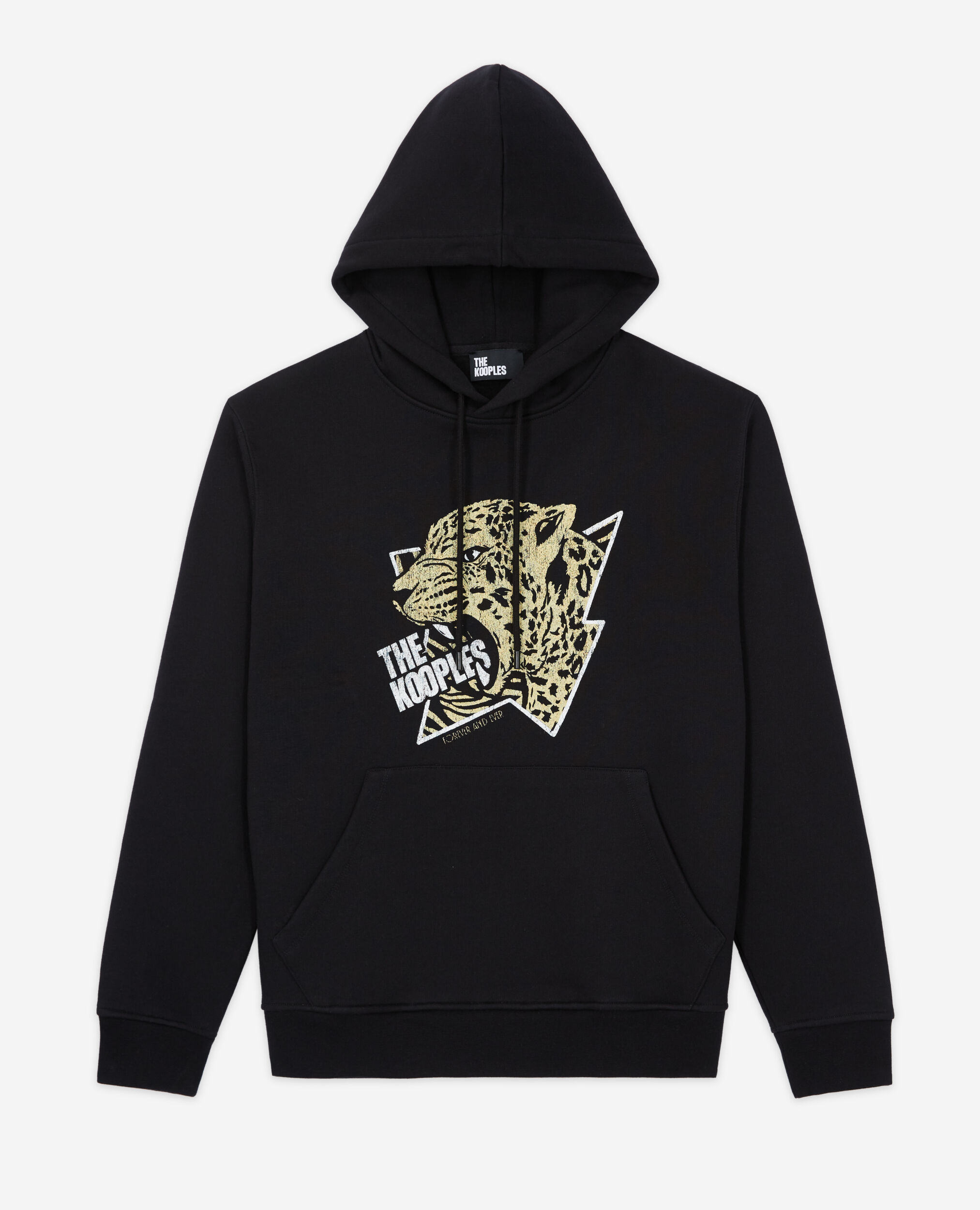 Sweatshirt à capuche sérigraphié tigre, BLACK-ANTIC GOLD, hi-res image number null