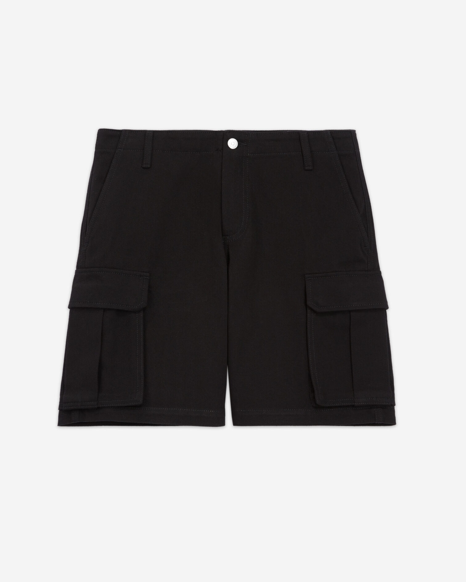 Short noir coton biologique à poches cargo, BLACK, hi-res image number null