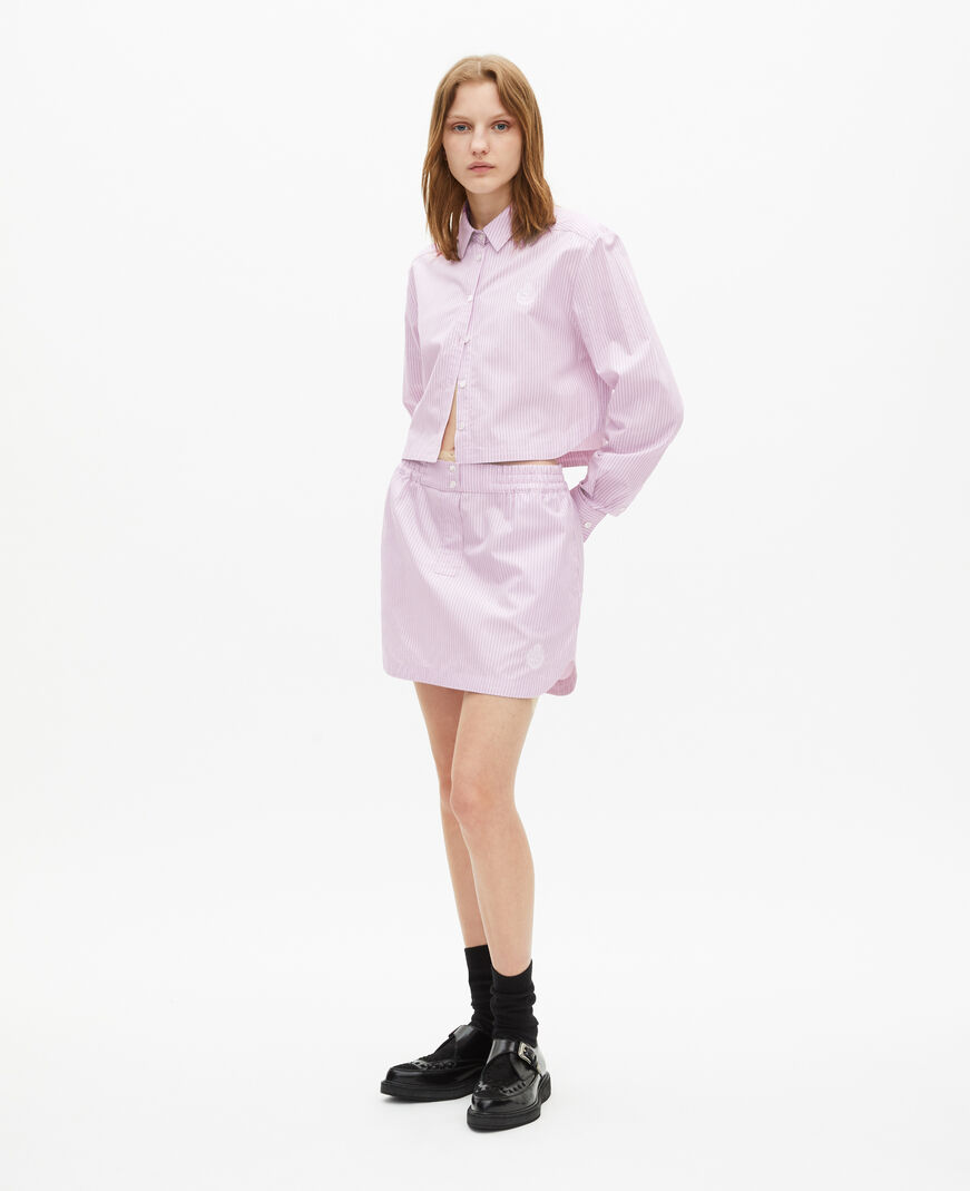The Kooples WOMEN PINK BLACK pink striped short skirt