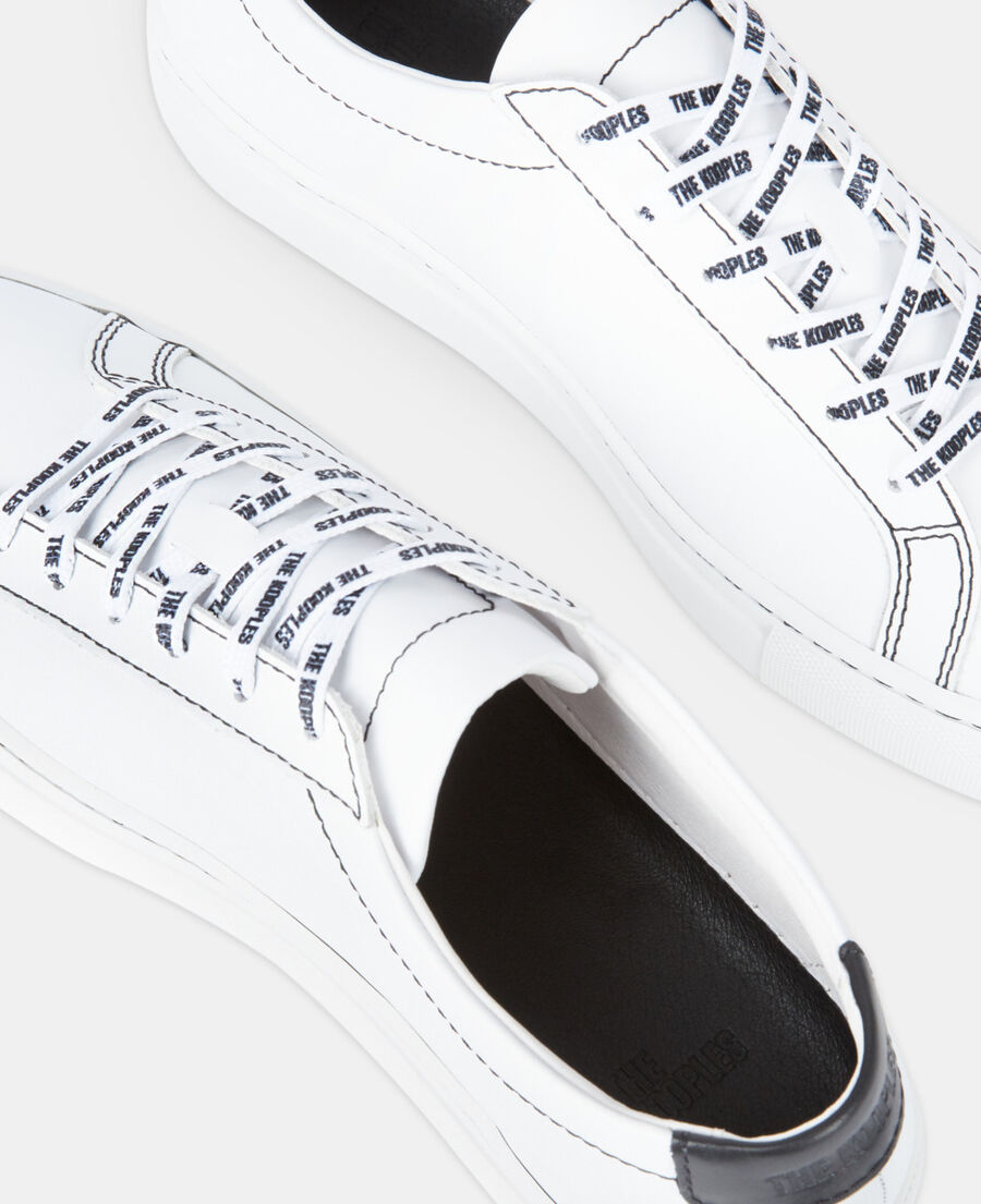white leather sneakers