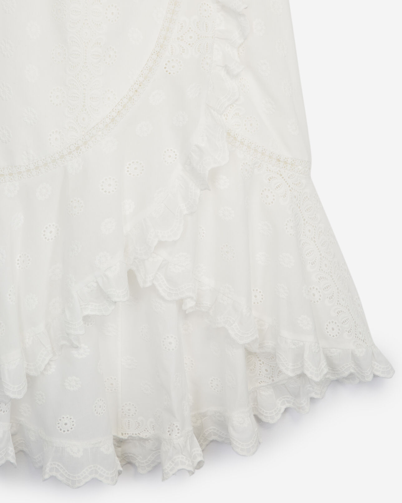 The Kooples DAMEN ECRU ecrufarbener langer rock mit volants