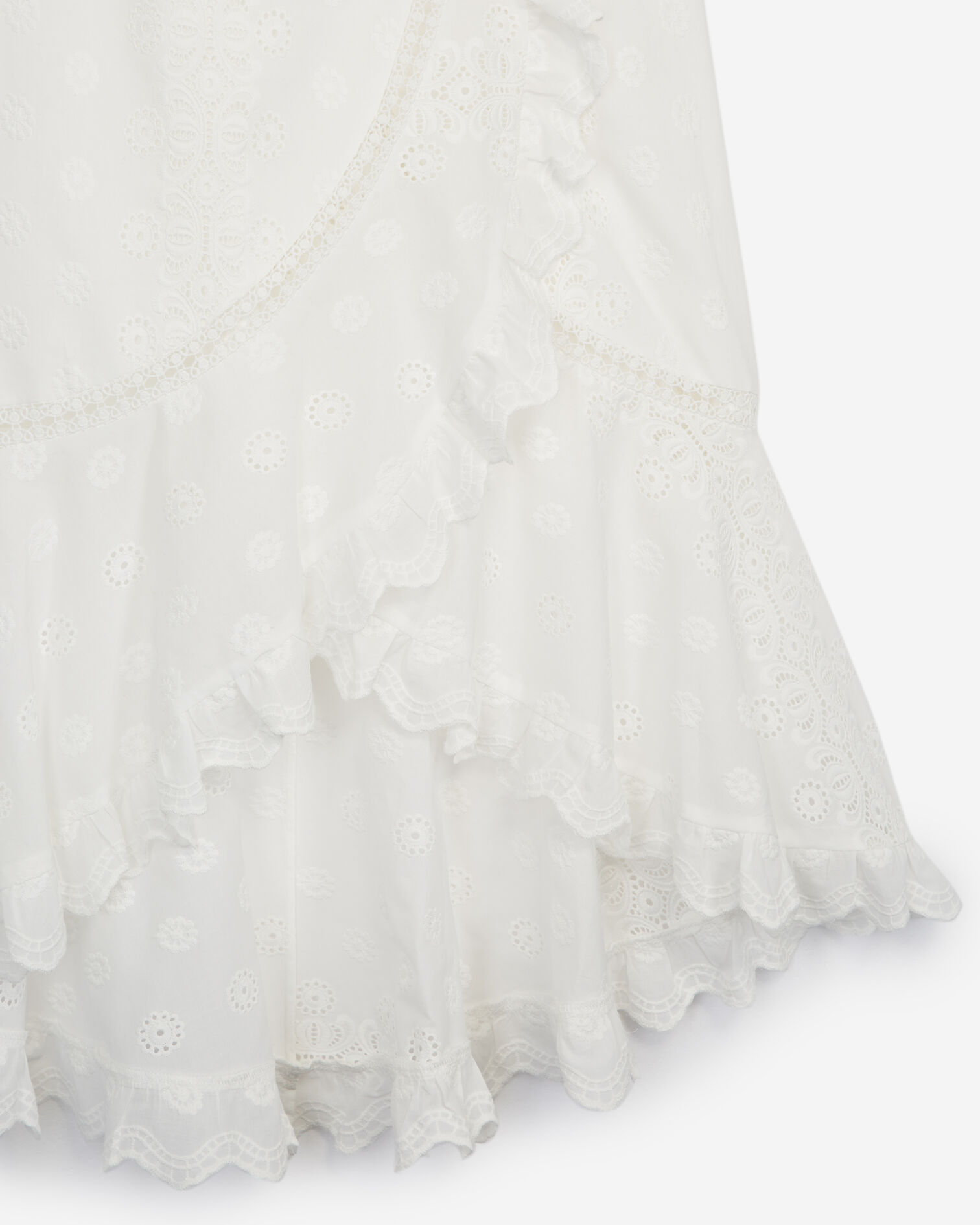 Embroidered long ecru skirt with frills, ECRU, hi-res image number null