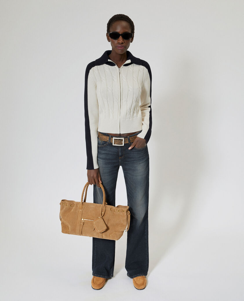 The Kooples F ECRU NAVY ecru cotton cardigan