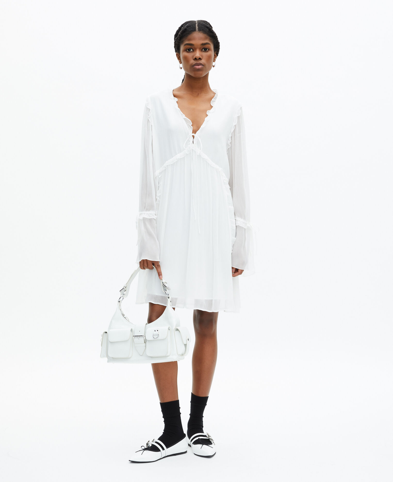 The Kooples FEMME ECRU robe courte avec volants écru