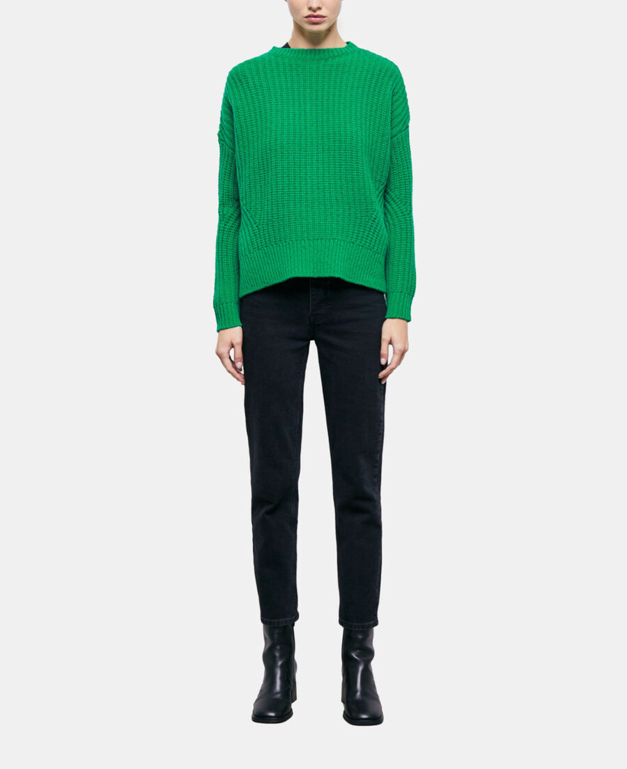 green wool sweater