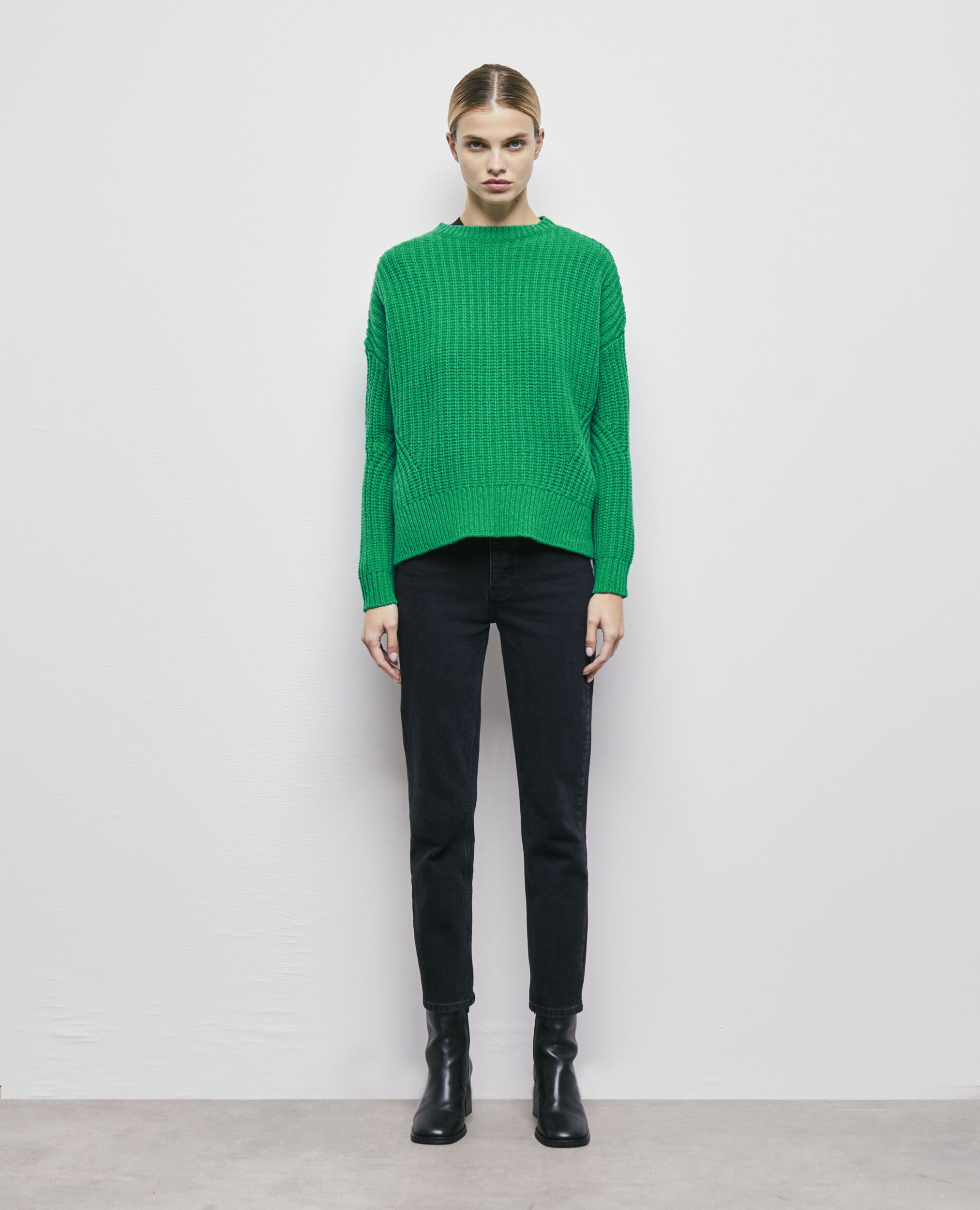 Green wool sweater, GREEN, hi-res image number null