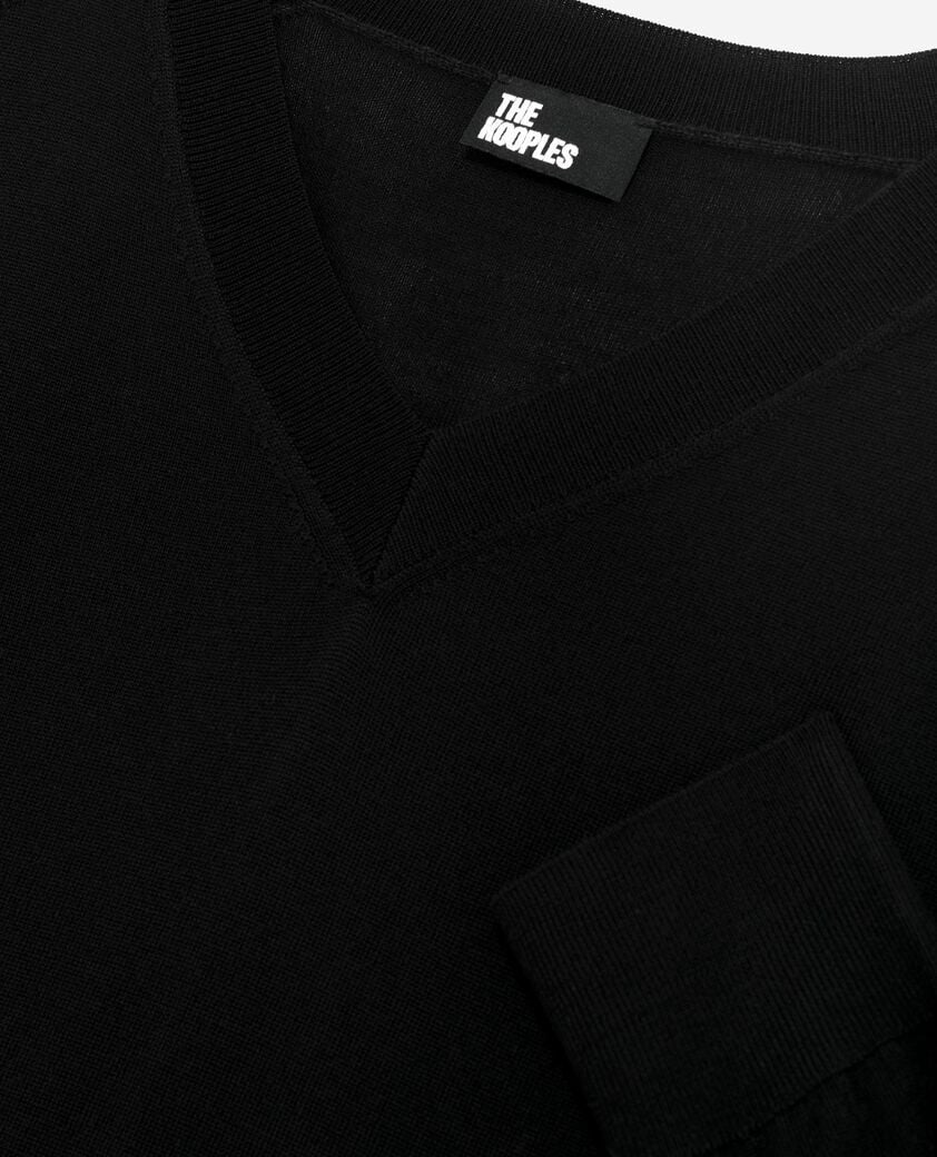 The Kooples WOMEN BLACK black merino wool v-neck sweater