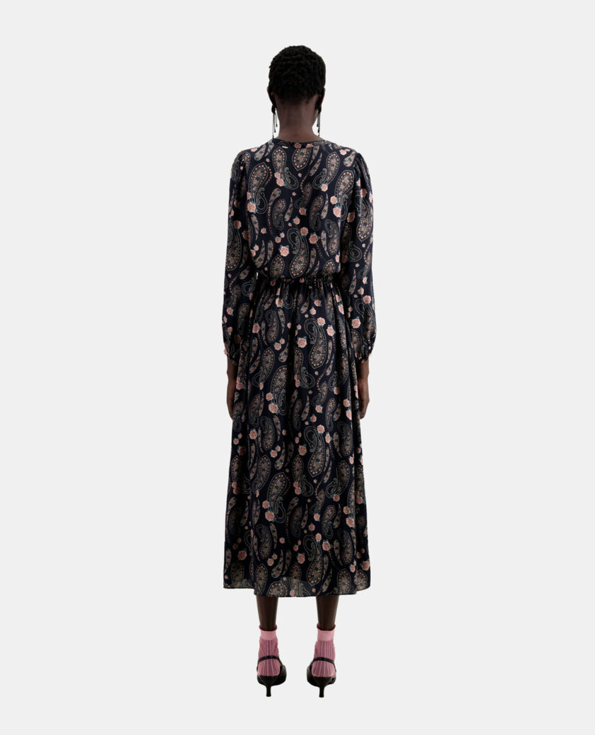 The Kooples WOMEN BLACK / PINK long printed dress