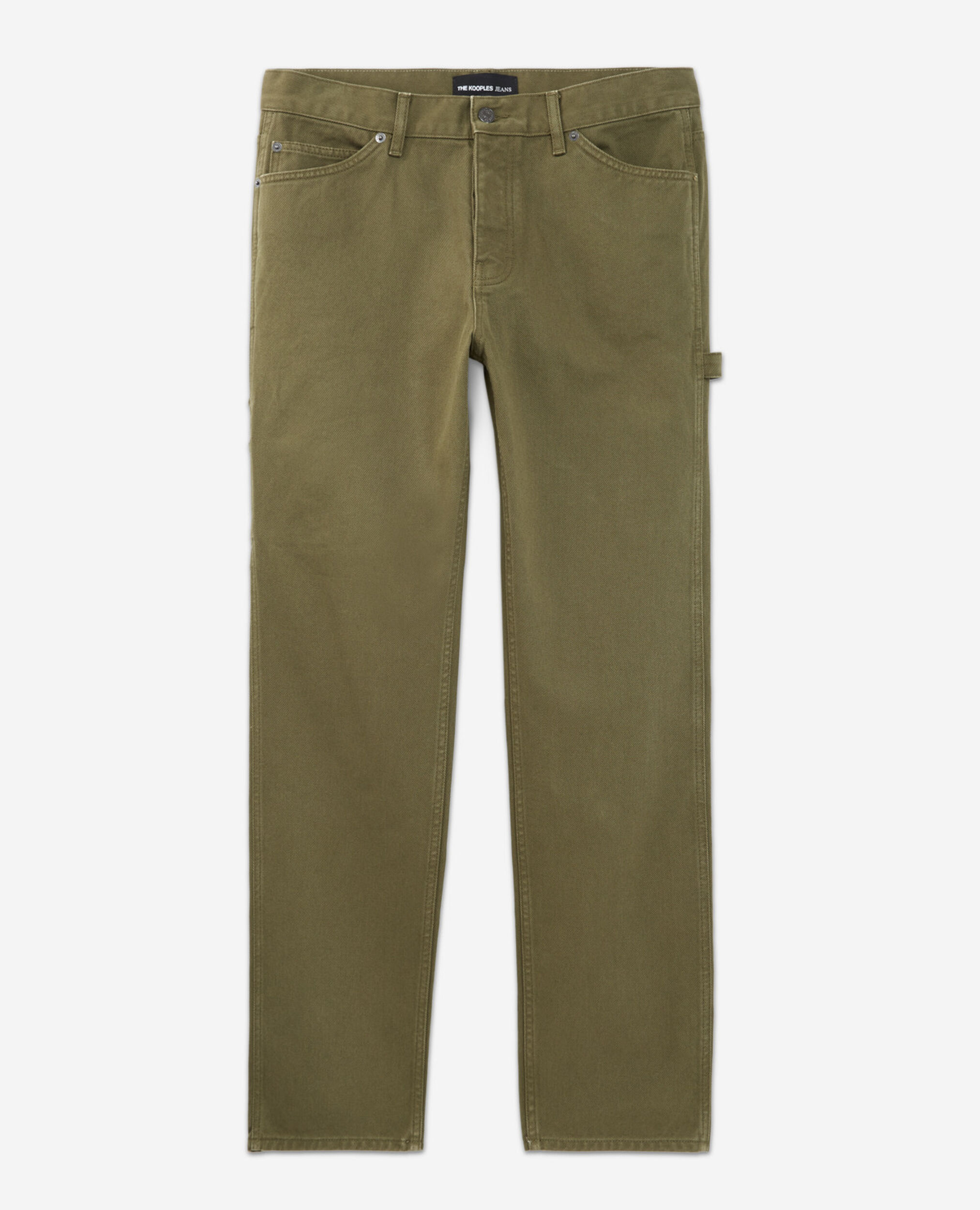 Khaki straight-cut jeans w/ five pockets, KAKI, hi-res image number null