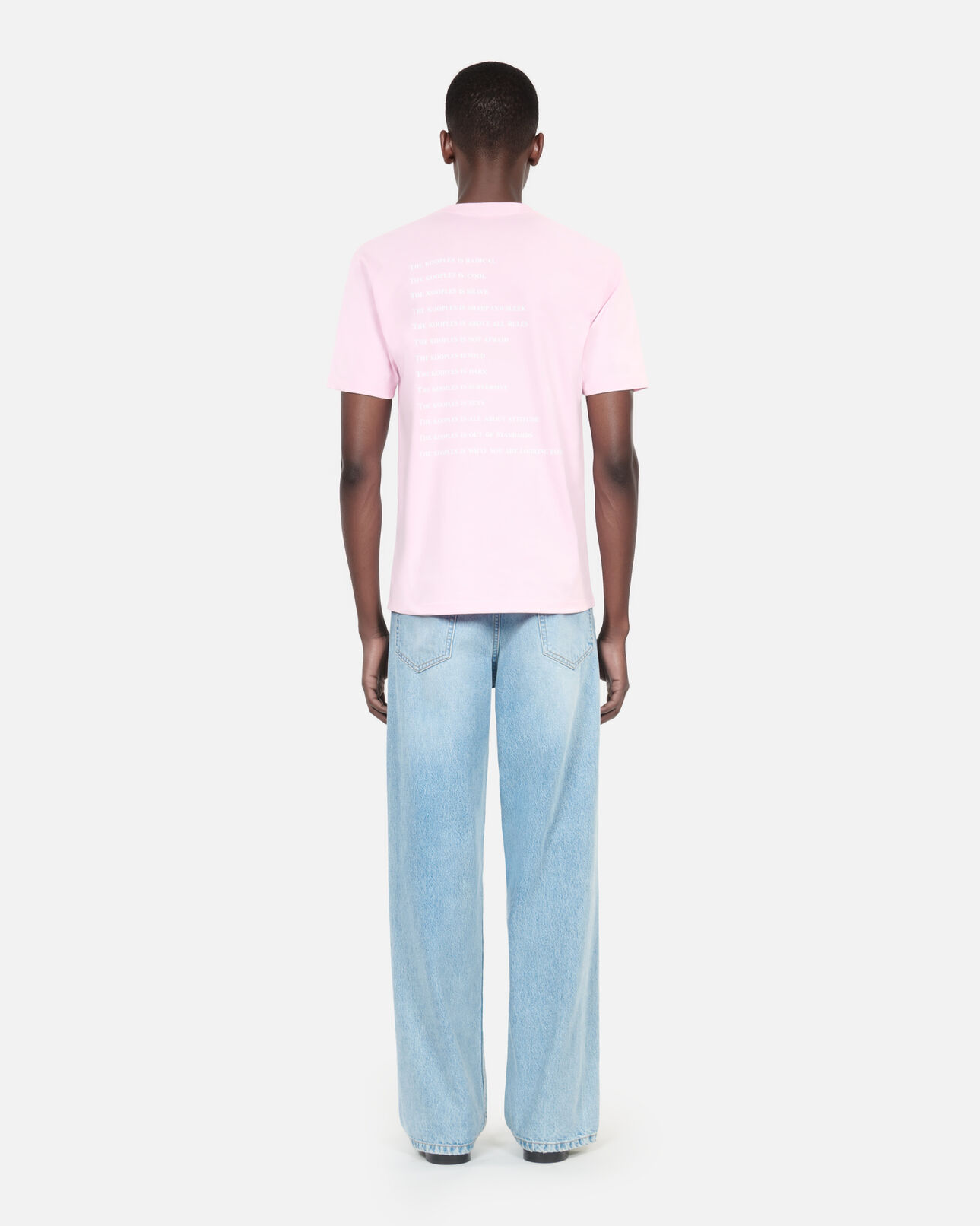 The Kooples HERREN PALE PINK rosa t-shirt mit „what is“-schriftzug