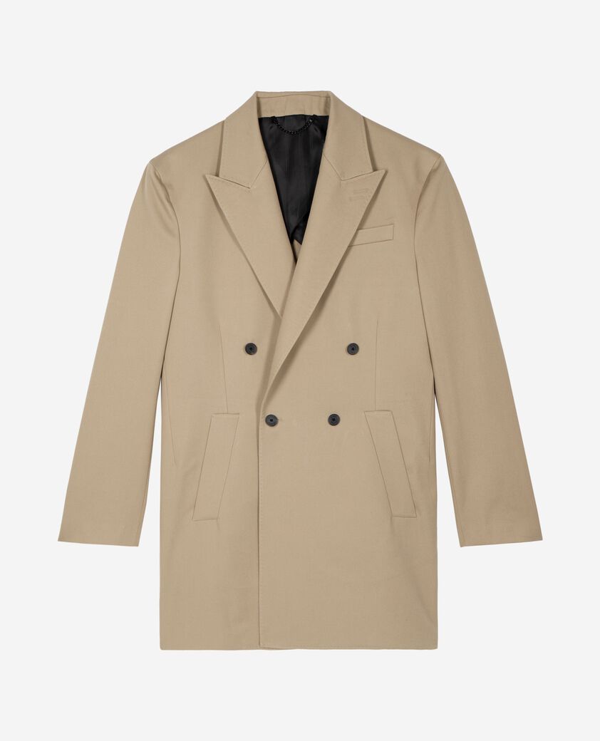 The Kooples HOMME SAND veste longue crois&eacute;e beige