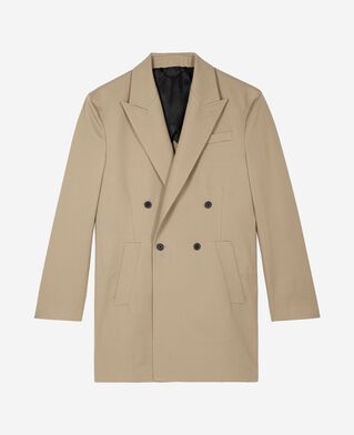 The Kooples HOMBRE SAND chaqueta larga de doble botonadura beige