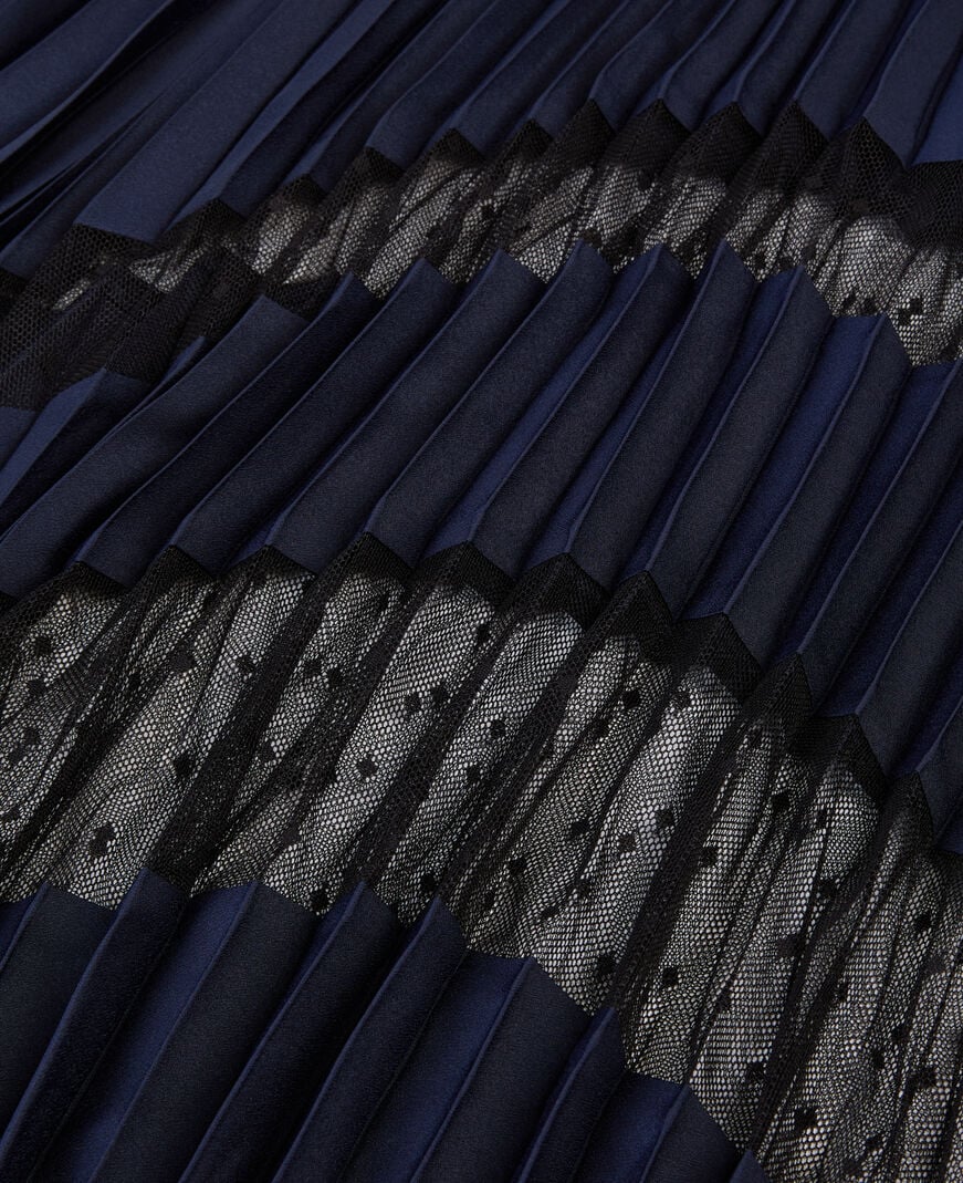 The Kooples WOMEN NAVY navy blue pleated long skirt