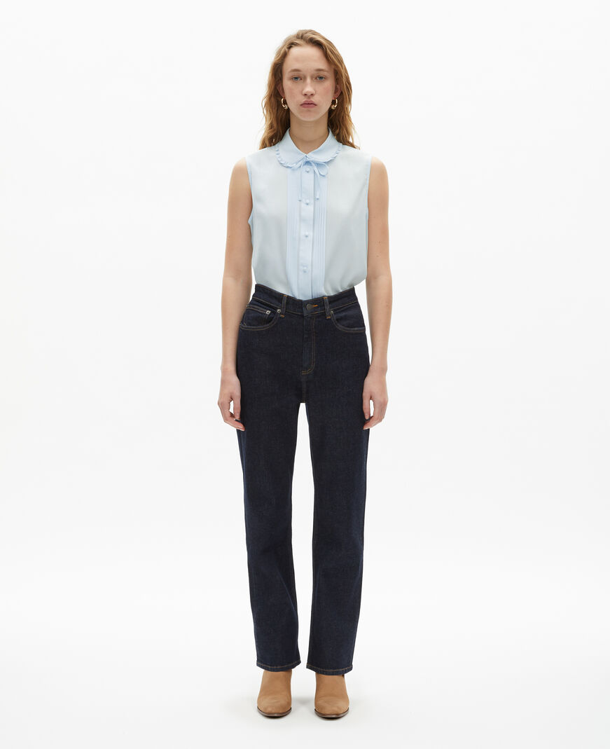 The Kooples FEMME BABY BLUE chemise sans manches en soie bleu clair