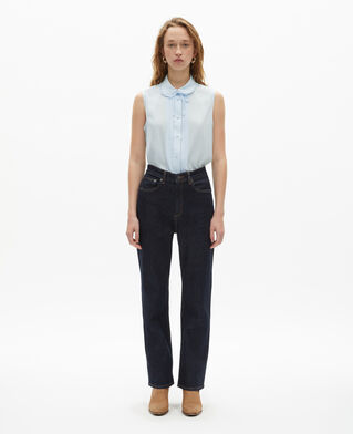 The Kooples FEMME BABY BLUE chemise sans manches en soie bleu clair