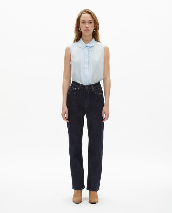 The Kooples F BABY BLUE light blue silk sleeveless shirt