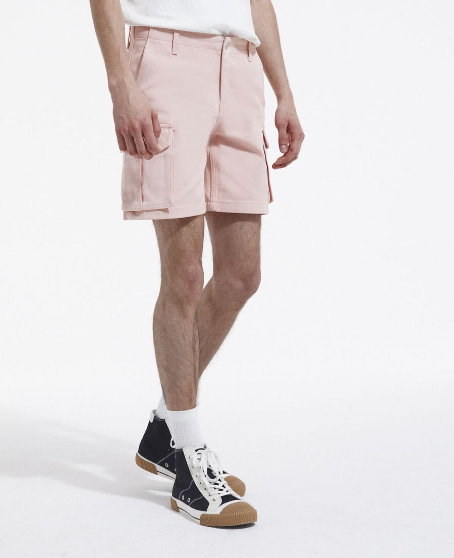 pink organic cotton shorts with cargo pockets