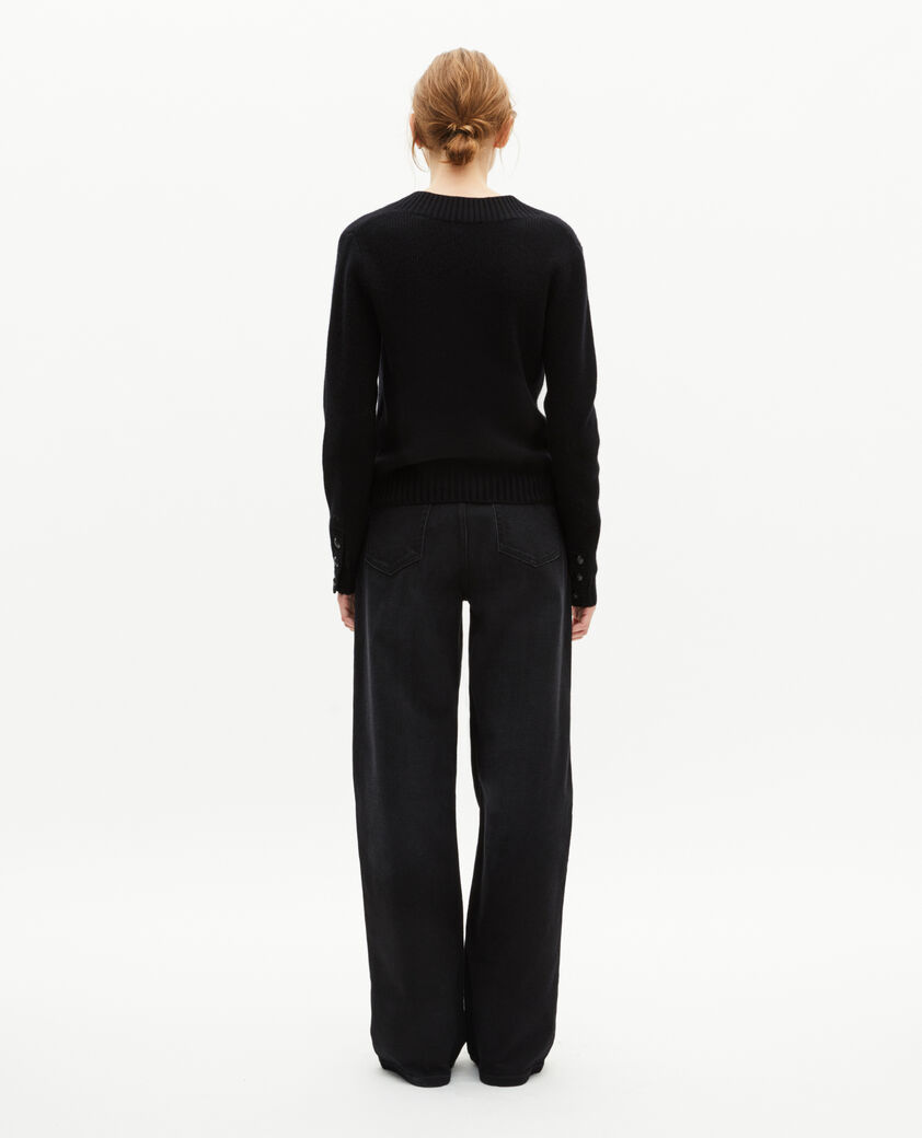 The Kooples FEMME BLACK pull col v en laine m&eacute;rinos noir