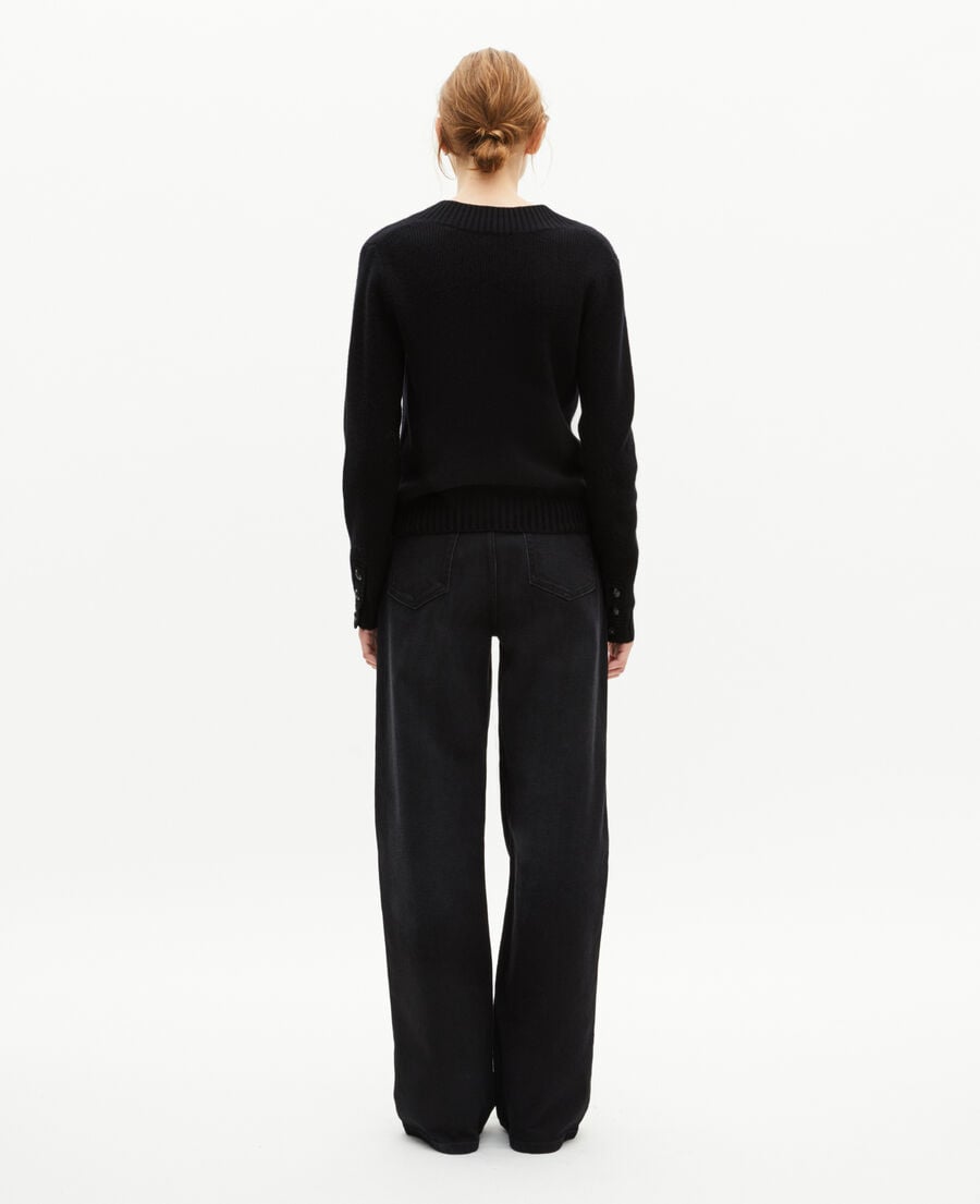 The Kooples F BLACK black merino wool v-neck sweater