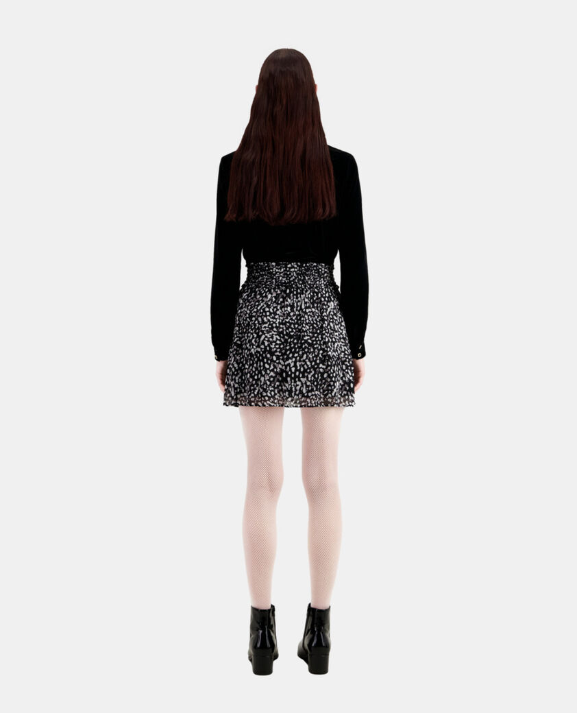 The Kooples FEMME BLACK WHITE jupe courte imprimée avec smocks