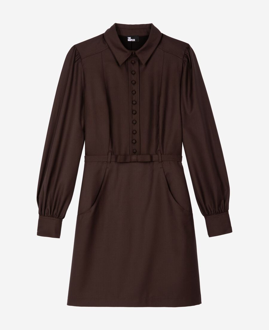 The Kooples FEMME CHOCOLATE robe courte en laine marron