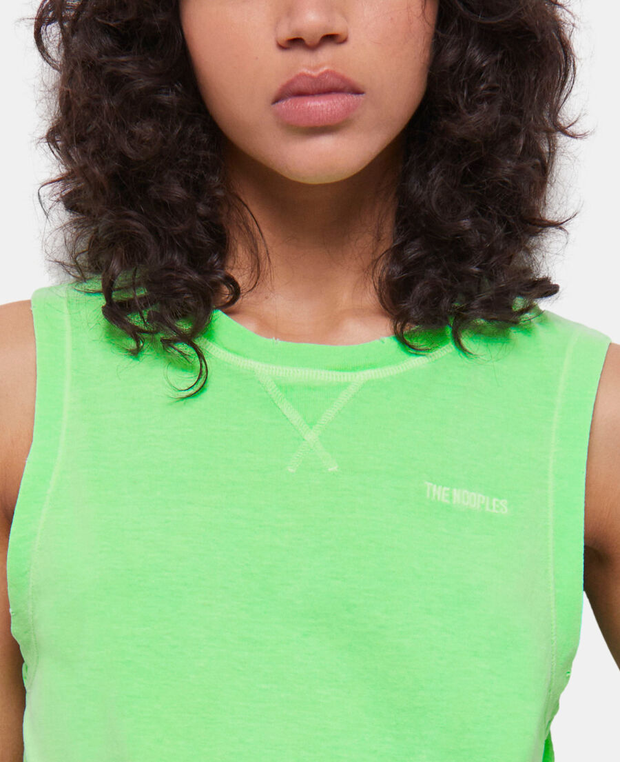 Women's fluorescent green tshirt with logo The Kooples US