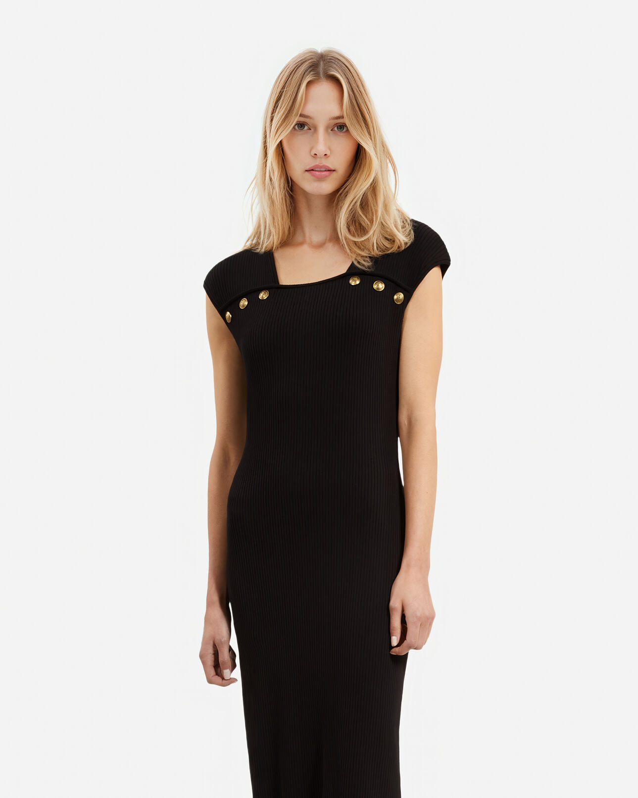 The Kooples WOMEN BLACK black rib-knit maxi dress