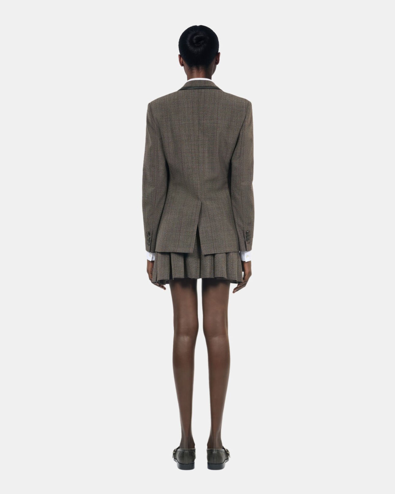 The Kooples WOMEN BROWN prince of wales jacket in brown wool