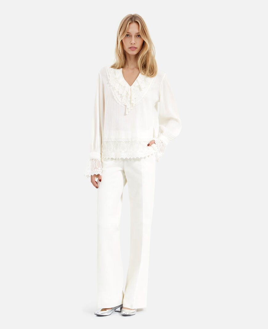The Kooples WOMEN ECRU blouse with ecru guipure