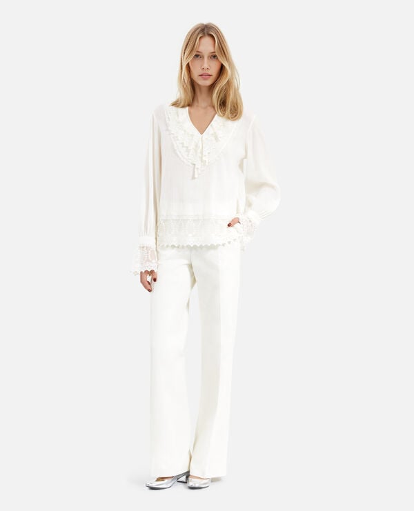 The Kooples WOMEN ECRU blouse with ecru guipure