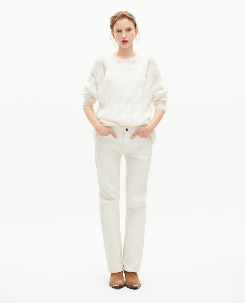 The Kooples FEMME ECRU pull à torsades en laine mélangée écru