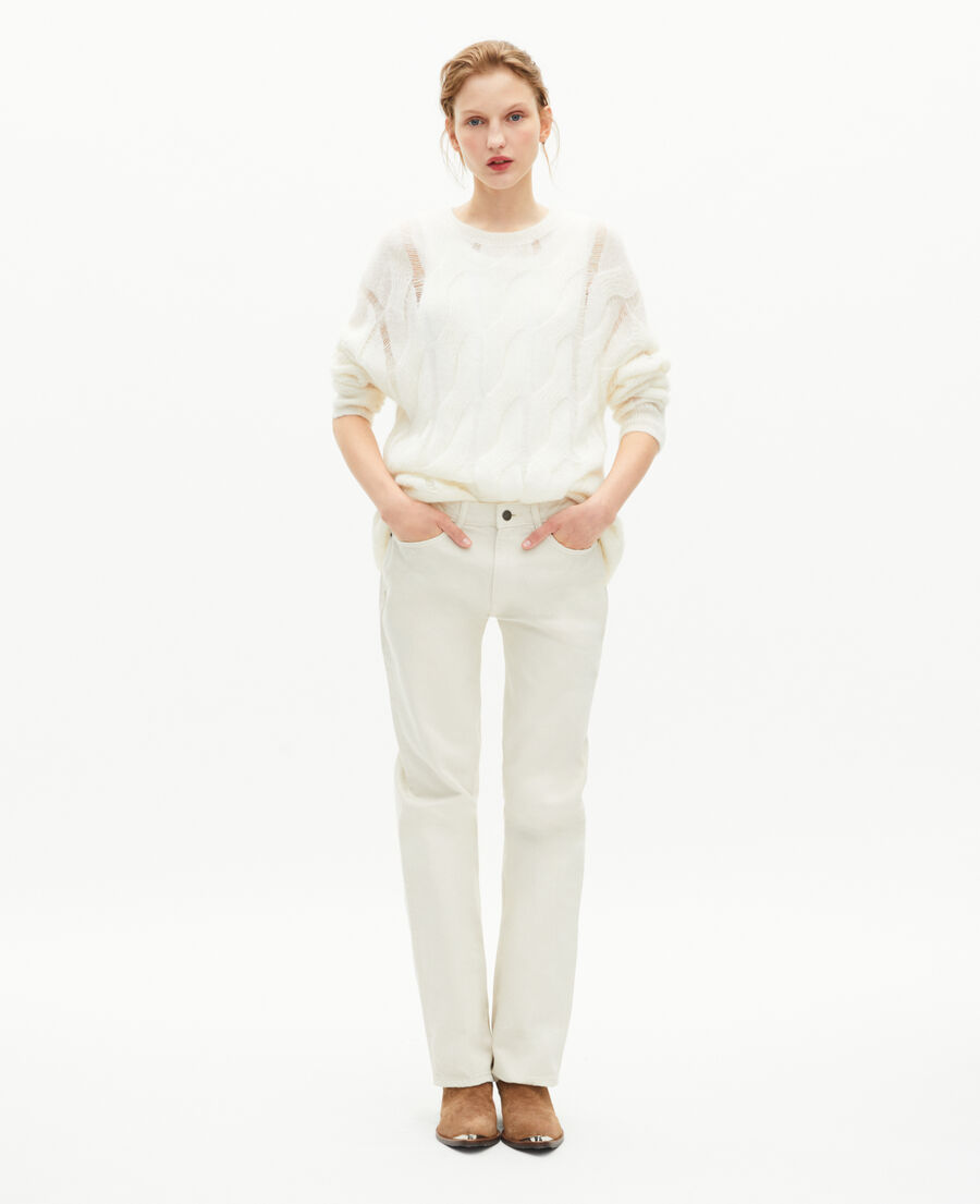 The Kooples FEMME ECRU pull à torsades en laine mélangée écru