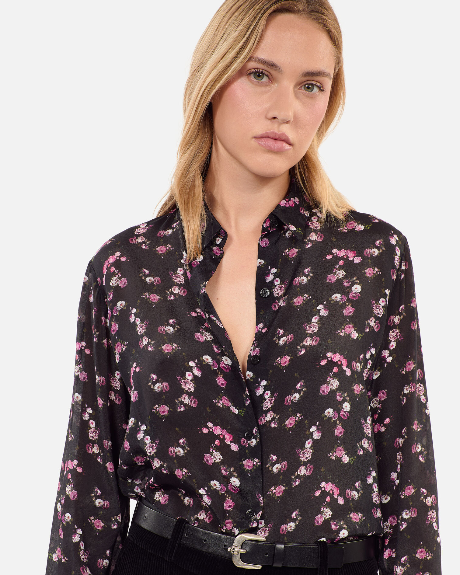 Chemise imprimé fleuri, BLACK, hi-res image number null
