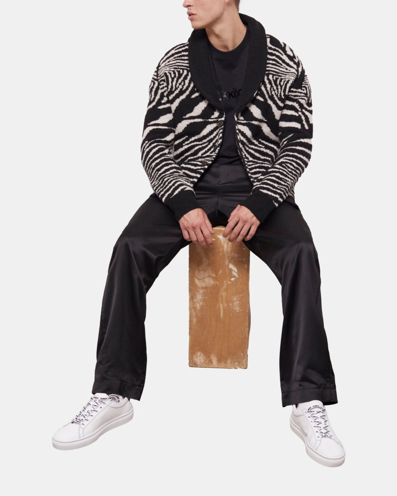 The Kooples HOMBRE BLACK WHITE jersey lana estampado