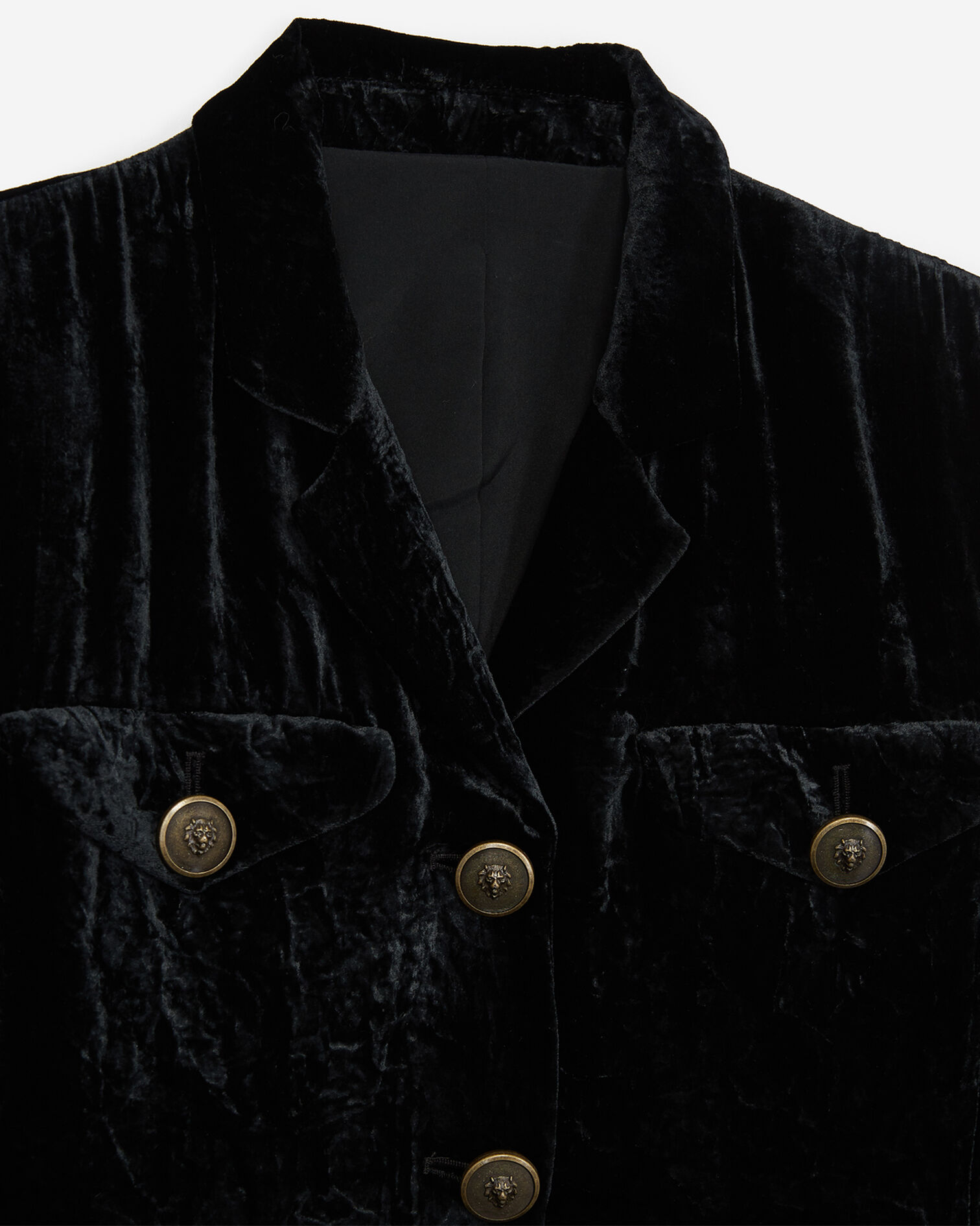Black crushed velvet jacket with patch pockets, BLACK, hi-res image number null