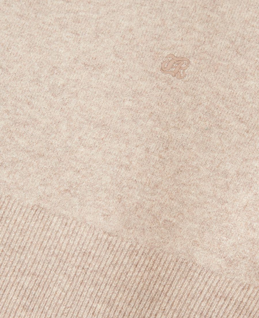 The Kooples HOMME BEIGE MELANGE pull col v en cachemire beige