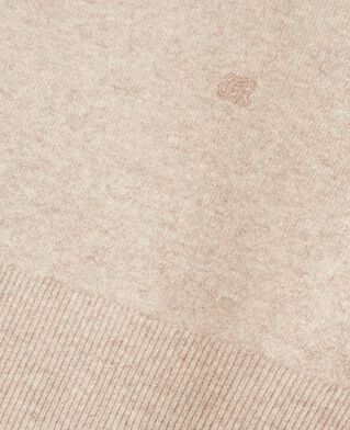 The Kooples HOMME BEIGE MELANGE pull col v en cachemire beige